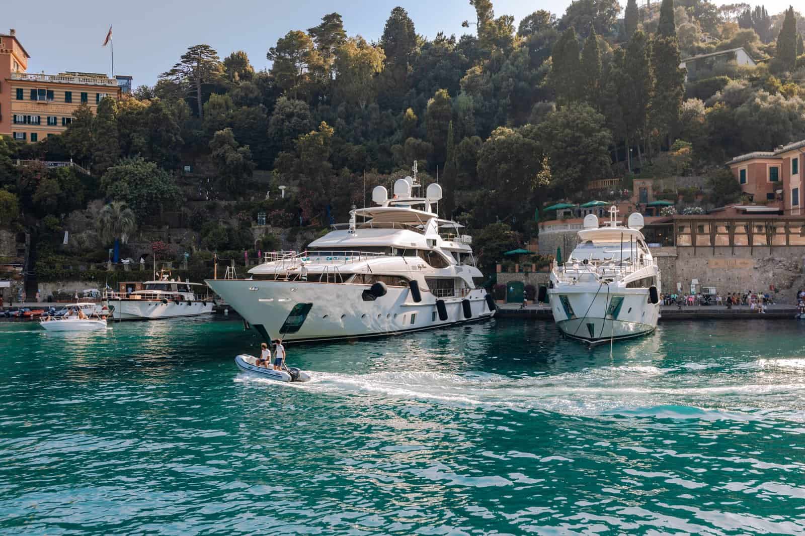 Liguria, Italy, Europe. Luxury yachts and boats in The beautiful